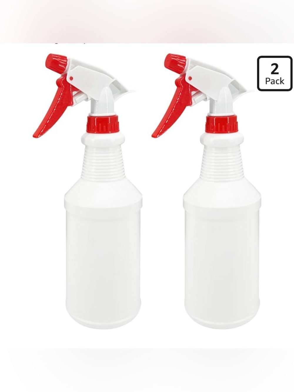 White Plastic Spray Bottle with Red Nozzle - Multipurpose Cleaning Bottle